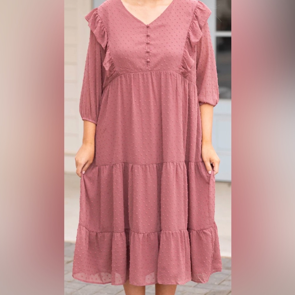 Elegant Mauve Ruffle Dress by Chic Soul 3X NWOT